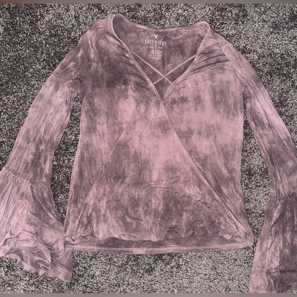 American Eagle Outfitters Lavender Crisscross Top